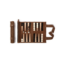 SONDERGUT - Backgammon - Set da backgammon da viaggio - Vera pelle (Mocha) (Mocha)