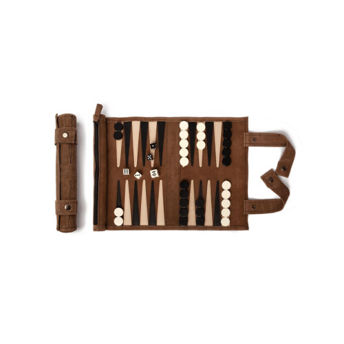 SONDERGUT - Backgammon - Reis Backgammon Set - Echt Leer (Mocha) (Mocha)