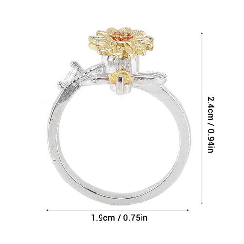 Sunflower Ring 360 Degree Quiet Rotating Stylish Open Adjustable Flower Ring for Women 1