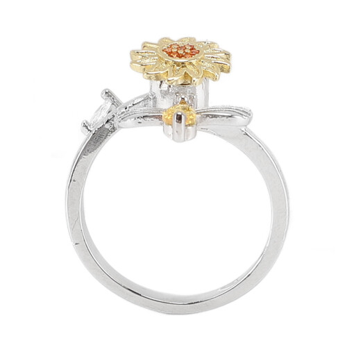 Sunflower Ring 360 Degree Quiet Rotating Stylish Open Adjustable Flower Ring for Women 2