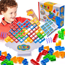 Jogo de equilíbrio Tetra Tower, jogos infantis, jogo de tabuleiro Tetris com 48 peças, brinquedo de