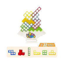 Jogo de blocos de empilhamento Tetra Tower Balance - 64 peças para família, festas, viagens - jogo de