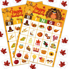 Thanksgiving Bingo Game - 24 pelaajan kalkkunakortit perhekoulun juhliin