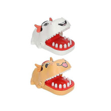 (Blanc) Jeu de dents en forme de vache, poussez les dents vers le bas, jouet interactif pour les doigts et les