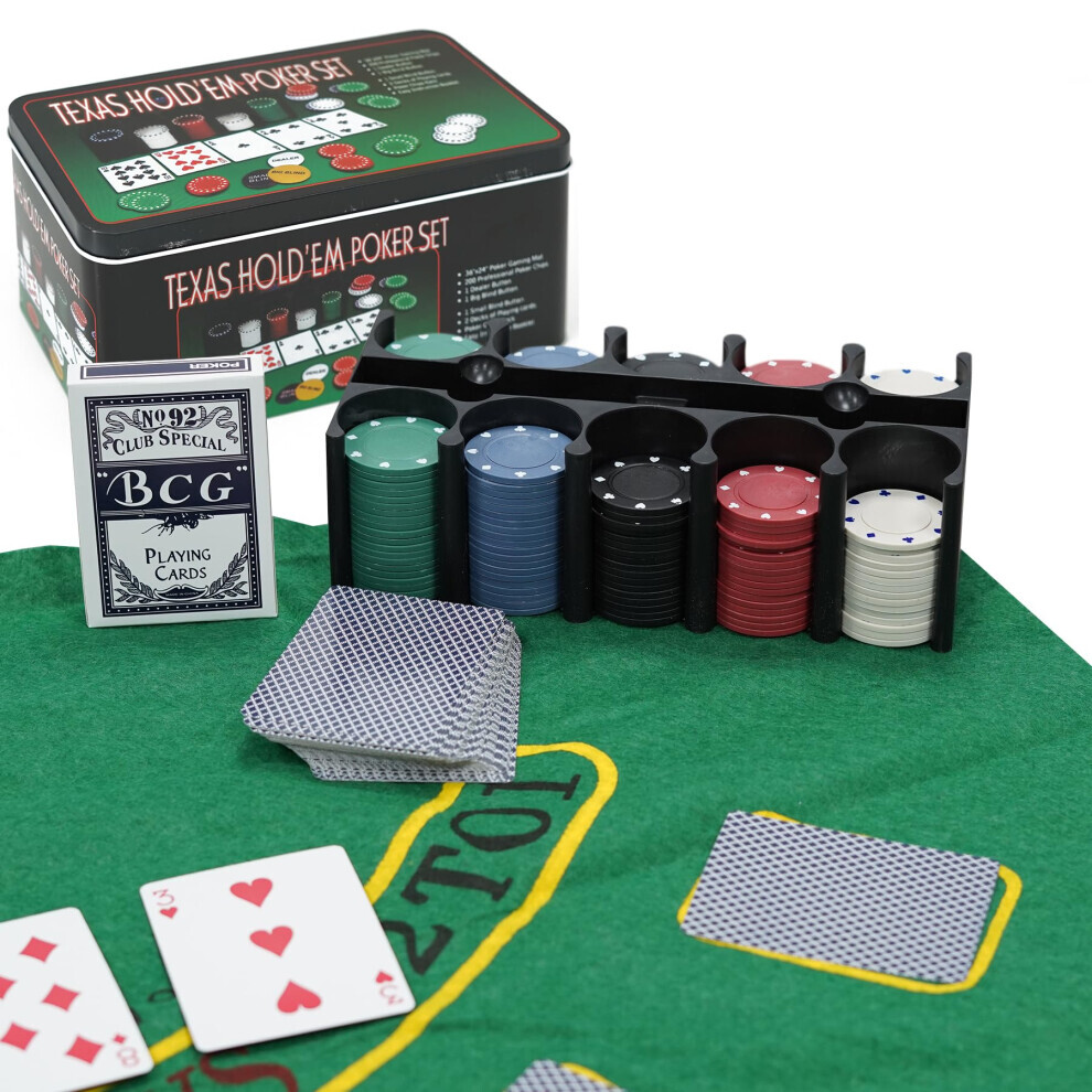 Coffret de poker Tanness 200 pièces, jeu de poker Texas Hold'em Casino et Black Jacks | Coffret de jetons de poker