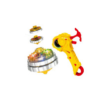 (Amarelo) Brinquedos iluminados de liga Burst Catapulta giratória de longa duração Giroscópio de batalha