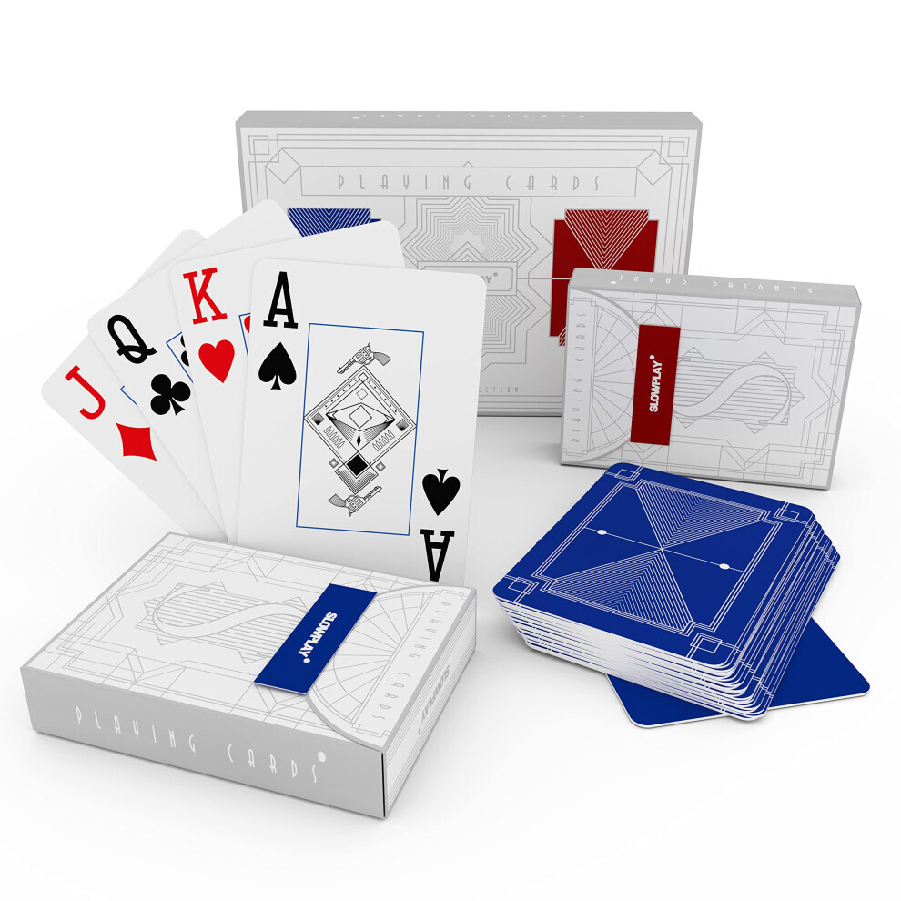 Cartes à jouer 100 % plastique, jeu de 2 jeux de cartes de poker, index Jumbo, format poker, flexibilité et durabilité