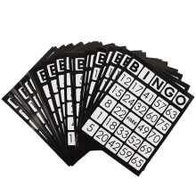 Paquete de 100 tarjetas de bingo gigantes negras con números fáciles de leer, hojas de bingo de papel reutilizables