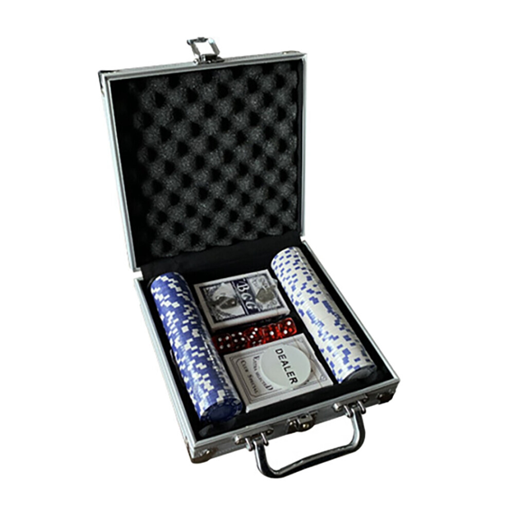 Jeu de 100 jetons de poker pour Texas Hold'em, Blackjack, jeux d'argent avec étui de transport, cartes, boutons