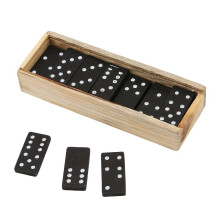Jeu de dominos traditionnel - 28 pièces + boîte en bois et couvercle coulissant Enfants et adultes Couleur noir