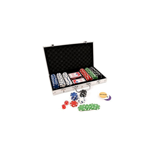 Conjunto de pôquer Texas Hold'em com 300 peças em caixa de alumínio