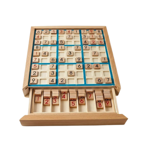 Jogo de Sudoku de madeira para viagem, tabuleiro quadrado de 9 polegadas