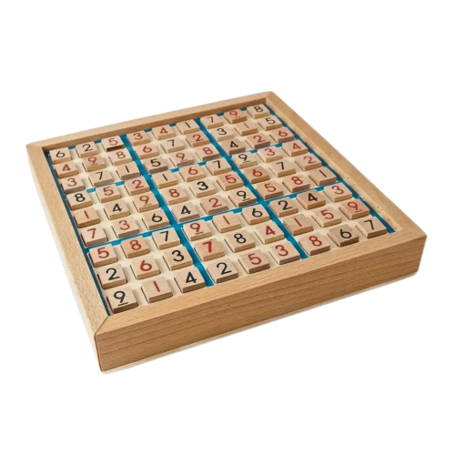 Jogo de Sudoku de madeira para viagem, tabuleiro quadrado de 9 polegadas 1
