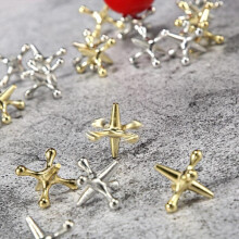 Set van 11 metalen jacks-spellen, retro-spel met 10 metalen jacks en 1 bal, nostalgische speelgoedset voor tieners