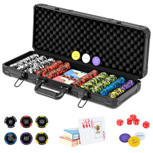 14 Gramm Texas Holdem Poker Chip Set 500 Stück Claytec Chips mit Etui