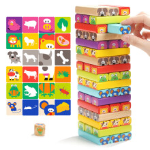 TopBright 120314 Torre de Madeira Domino Blocos de Construção Brinquedos Animal 8,5*8,8*28,5 CM Presente