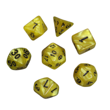 Conjunto de dados DND marmorizados amarelos da Toscana, conjunto de dados de 7 peças, dados para jogos