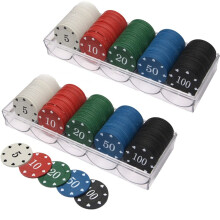 200 Stück Pokerchips, Pokerset, Pokerchips-Set mit Nennwerten, nummerierte Pokerchips mit 2 Deckboxen, ideal fürs