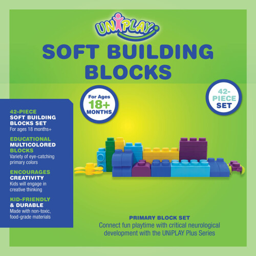 UNiPLAY Plus Soft Building Blocks - Creativity Toy  Educational Play  Cognitive Development  Early Learning Stacking 1