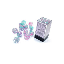 16 mm D6 Cube Luminary Nebula Dice, Wisteria White - 12 per verpakking