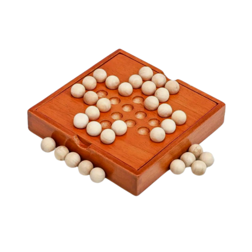 Jogo de paciência de madeira para viagem, tabuleiro quadrado de 5 polegadas 1