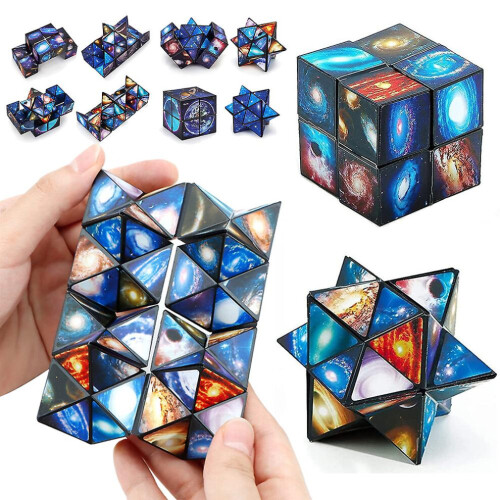 2 stuks Galaxy Star Sky Cube Magic Cube Set Kinderen Infinity Magic Cube Fidget Speelgoed