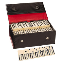 WE Games Set Domino Doppio Dodici - 91 Domino in Custodia da Viaggio Retrò - Ideale per Giochi in Famiglia - Perfetto