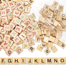 Set da 300 lettere nere in legno per Scrabble e tessere colorate, tessere in legno fai da te per creare Scrabble