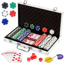 300-teiliges Texas Hold'em Pokerchip-Set mit Aluminiumkoffer