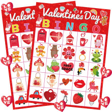 Ystävänpäiväbingopeli lapsille Galentines-pelit 24 ystävänpäivän pelaajakortilla aikuisille, naisille,