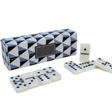 Set di domino Vovotuzzi per adulti, Double Six, 28 tessere bianche marmorizzate, set di domino per adulti e bambini,