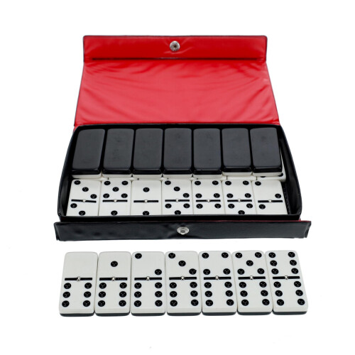 WE Games Domino doppio 6 bicolore bianco e nero con spinner - Ide 2