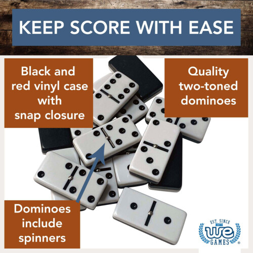 WE Games Domino doppio 6 bicolore bianco e nero con spinner - Ide 1
