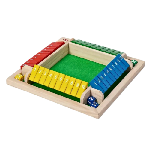 Jogo de tabuleiro familiar multicolorido para 4 jogadores, Shut the Box, 8,6 polegadas 2