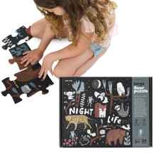 Rompecabezas de piso Wee Gallery Night Life de 24 piezas grandes y duraderos para niños pequeños principiantes.