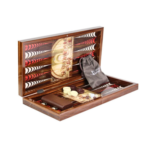 Conjunto de gamão de madeira com design de Atenas de 19 polegadas 1