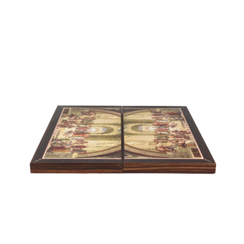 Conjunto de gamão de madeira com design de Atenas de 19 polegadas 2