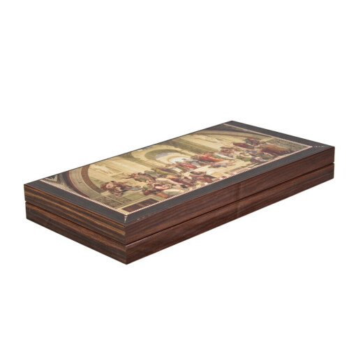 Conjunto de gamão de madeira com design de Atenas de 19 polegadas