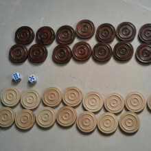 30 stuks houten damstenen (2,5 cm) en 2 houten damstenen voor bordspel Backgammon