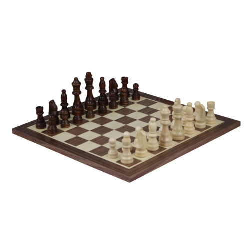 Jogo de xadrez de madeira com peças de xadrez e bolsa de xadrez de nogueira de 14 polegadas 1