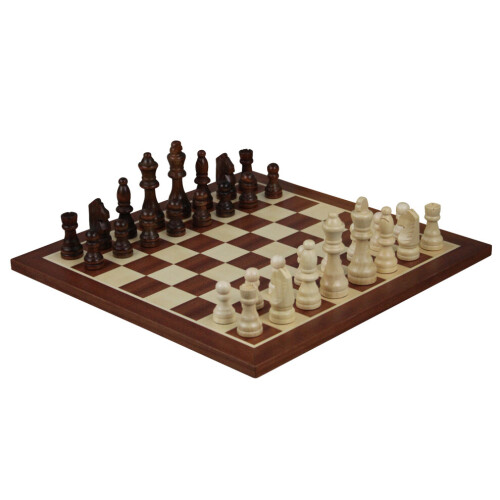 Jogo de xadrez de madeira com peças de xadrez e bolsa de xadrez mogno 14 polegadas 1