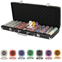 500-teiliges Texas Holdem Pokerchip-Set mit 2 Kartendecks im Etui