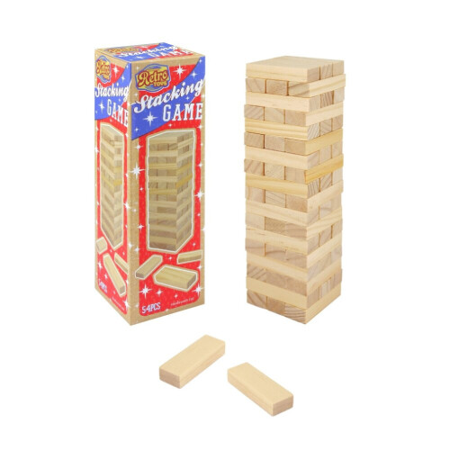 Gioco di blocchi di legno impilabili retrò da 54 pezzi