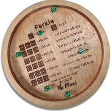 Bandeja de dados de madeira para o jogo de dados Farkle Classic, bandeja de dados Farkle, 18 cm