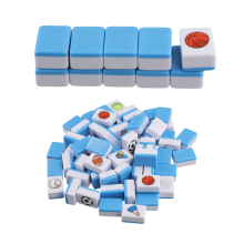 Gioco di tessere di blocchi Mahjong da 64 pezzi con motivo a palla bandiera per 1/2 giocatori, festa per genitori