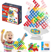 Jogo de blocos de empilhamento Tetra Tower Balance com 64 peças, jogos de tabuleiro para 2 jogadores,