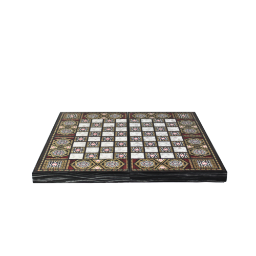 Conjunto de gamão com design de madrepérola de madeira de 20 polegadas 2