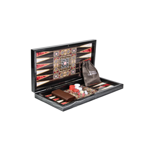 Conjunto de gamão com design de madrepérola de madeira de 20 polegadas 1