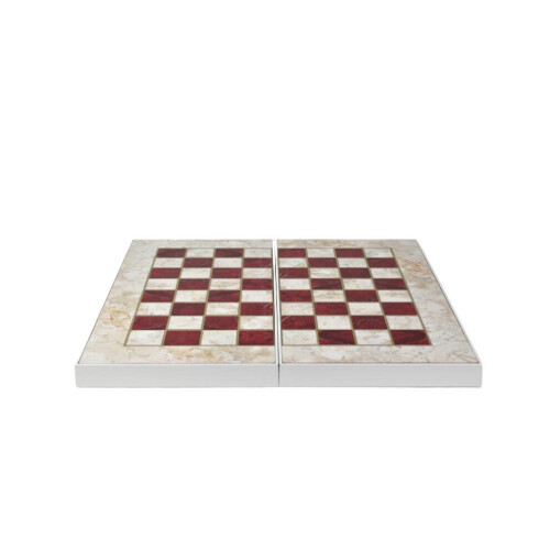 Conjunto de gamão com design de mármore vermelho de madeira de 19 polegadas 2