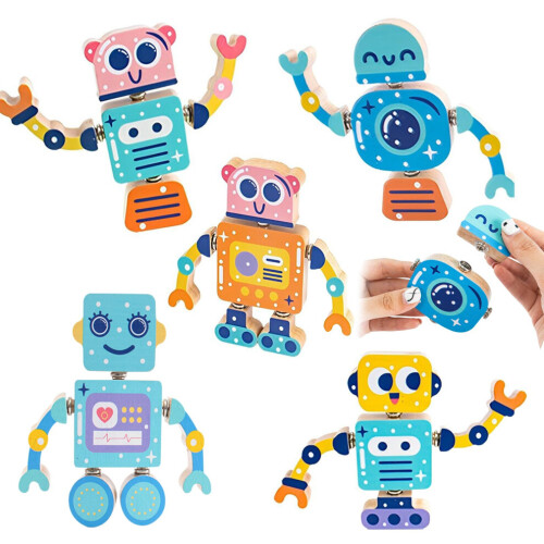 Jouets de construction en bois à assembler, kit de construction de robots pour enfants, blocs de construction